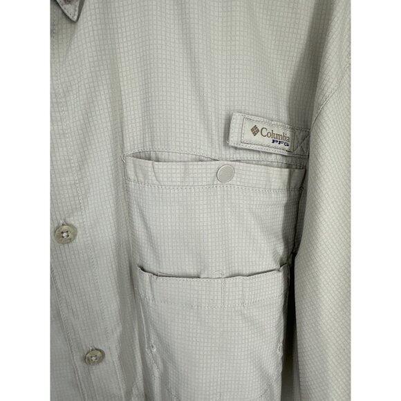 Columbia Mens PFG Omni-Shade Beige Button-Up Short Sleeve Shirt Size L - Picture 3 of 14